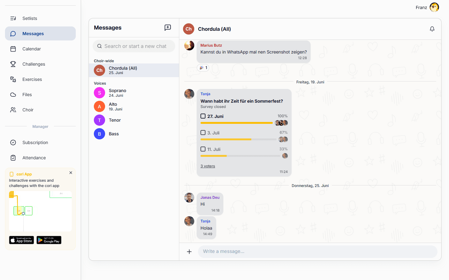 Chats and surveys
