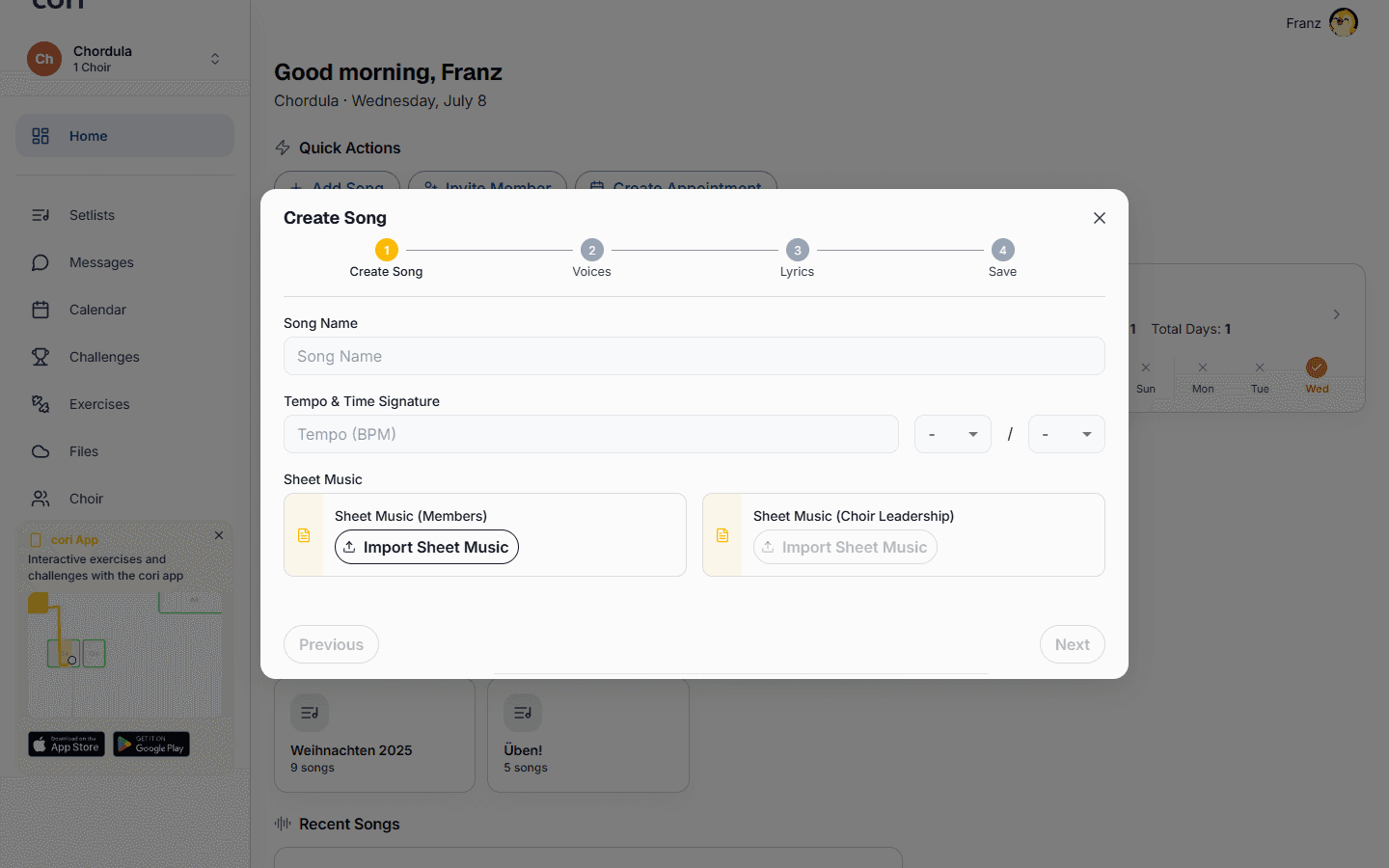 Creating a song from prerecorded audio