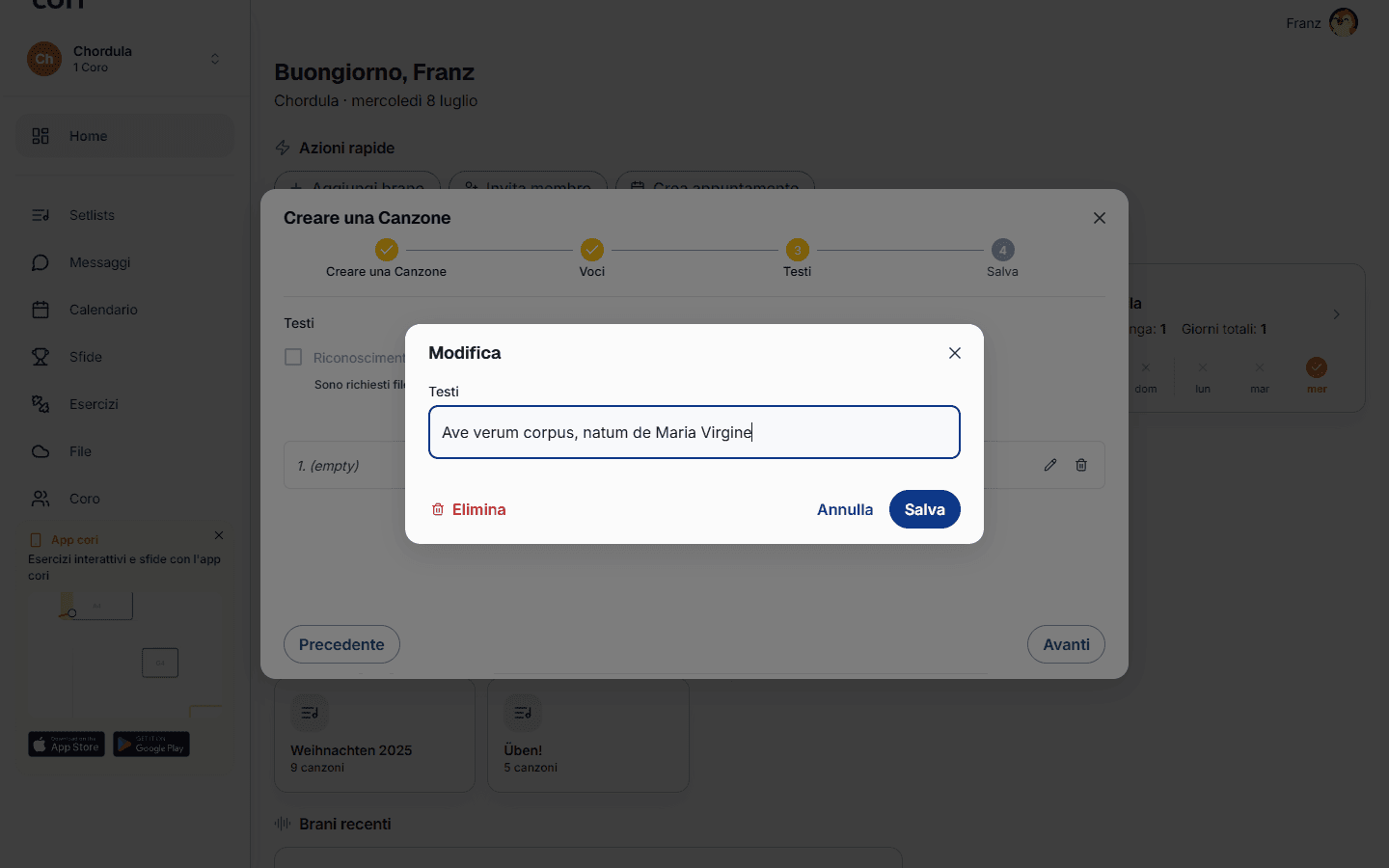 Canzoni avanzate: testi e video di coreografia